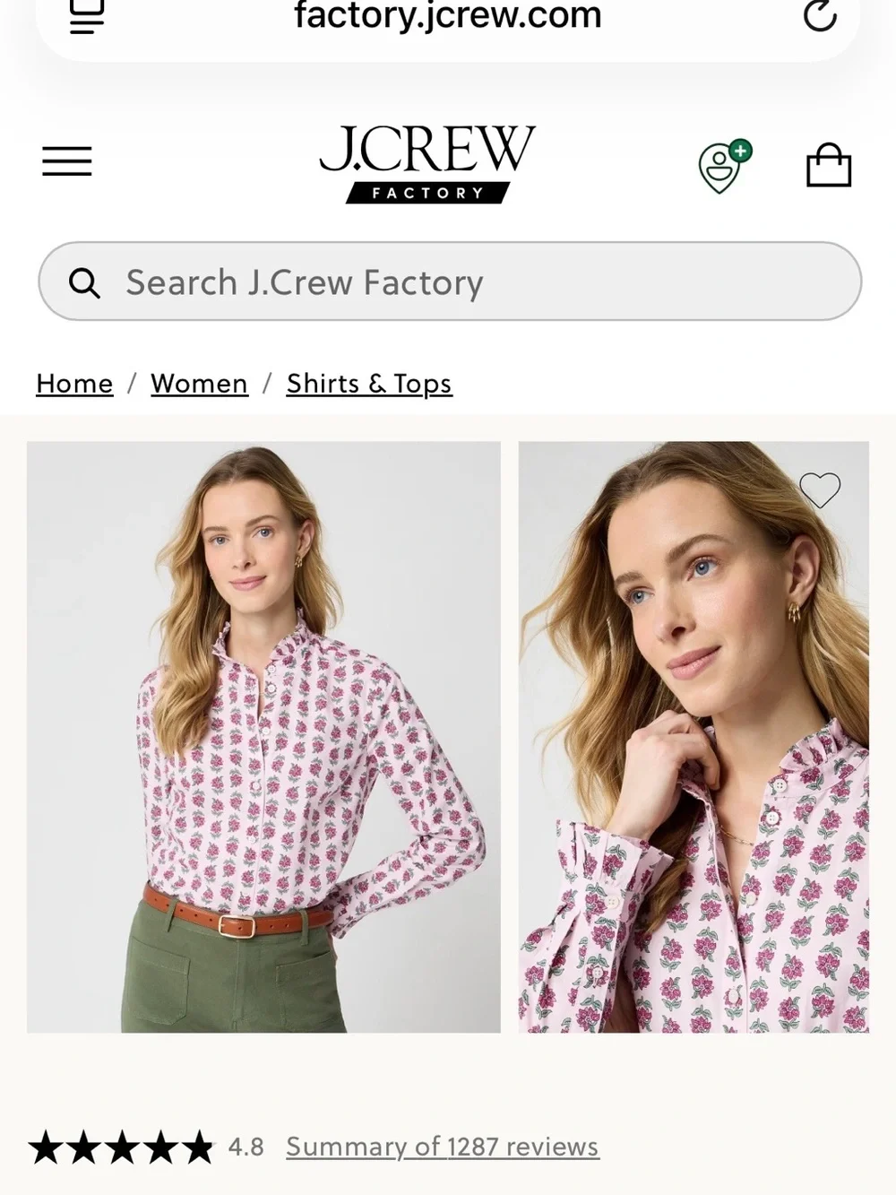 J. Crew Pink Floral-Print Button-Down Shirt